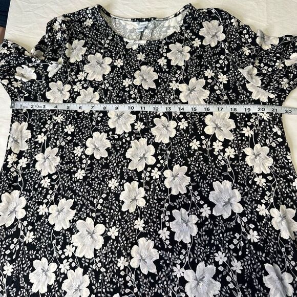 Old Navy Womens Black Floral Longsleeve Knit Swing Dress XL Modern Boho Chic - Picture 7 of 10